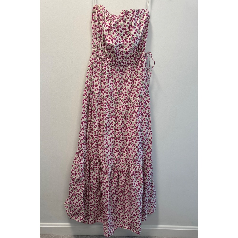 Gap Women's Floral Lined Strapless Tiered Maxi Dress 100% Cotton Gauzy Small